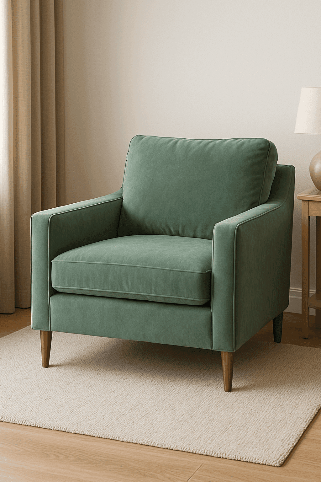 Sage Green Velvet Armchair
