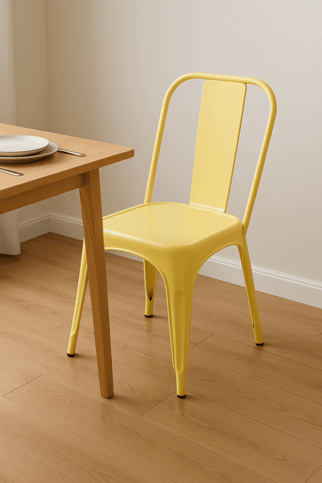 Pastel Yellow Metal Chair