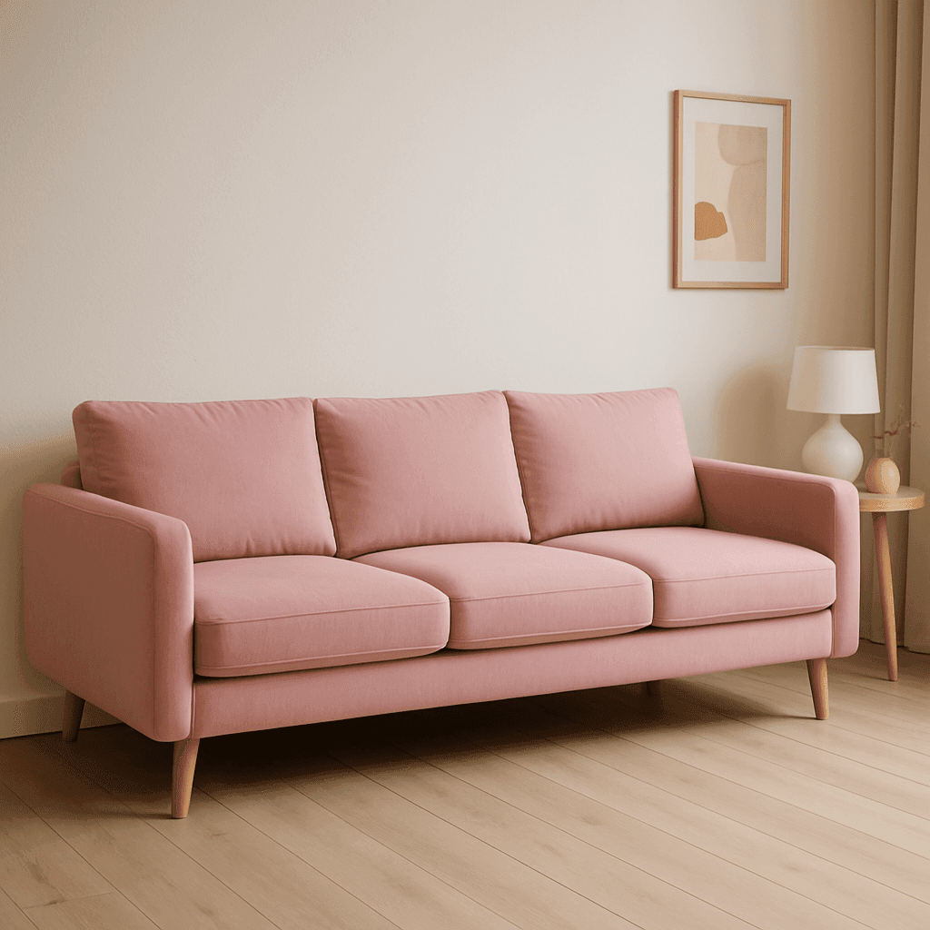 Pastel Pink 3-Seater Sofa